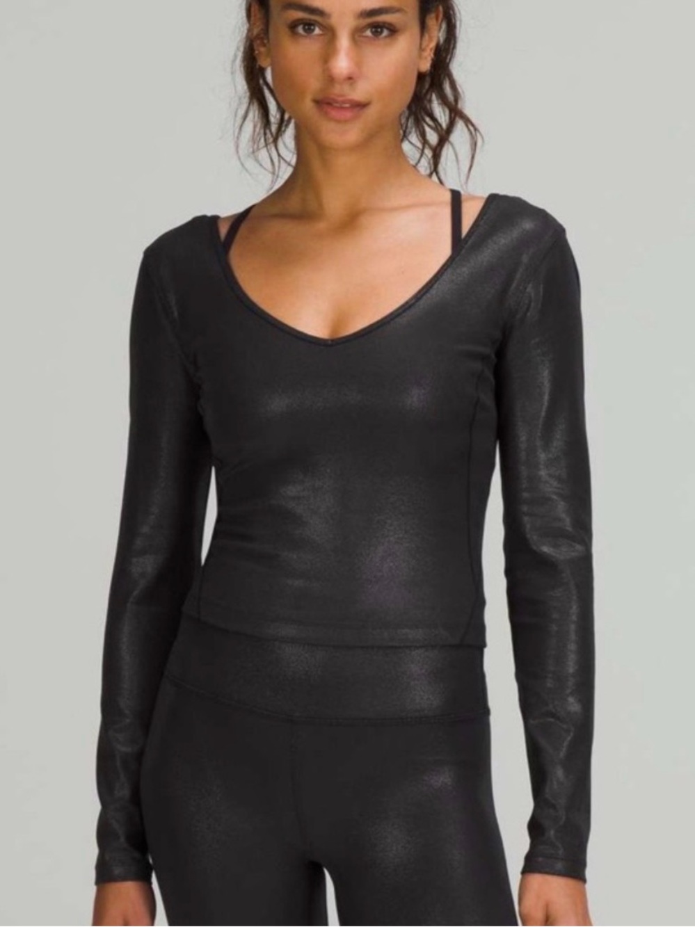 Lululemon Align Long Sleeve Shirt *Shine Radiate Foil Print Black